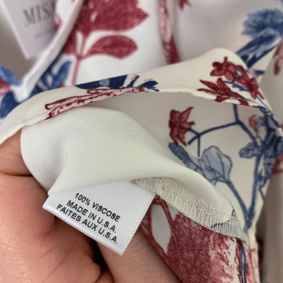 NEW MISA floral print bell sleeve swing v-neck blouse small - Picture 4 of 5